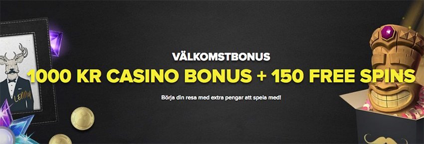 SuperLenny Casinos välkomstbonus 200% upp till 1000kr och 150 free spins