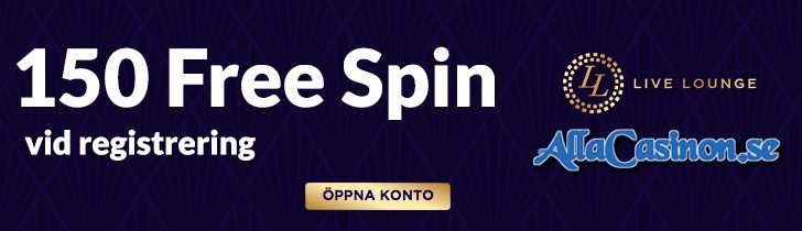 Hämta 150 gratis free spins utan insättning hos Live Lounge Casino