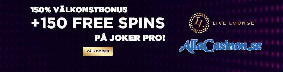 Live Lounge Casino välkomstpaket 150% bonus