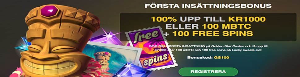 Golden Star casino insättningsbonus ger dig 100 freespins