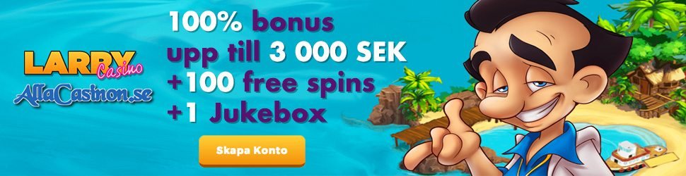 Hos Larry Casino får du upp till 3000kr samt 100 freespins