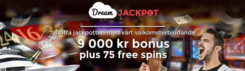 Dream Jackpot Casino välkomsterbjudande upp till 9 000 kr samt 75 free spins