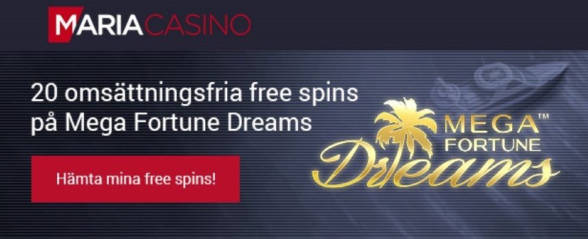 Maria Casino 20 free spins utan insättning och omsättningskrav