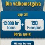 Sveacasino välkomstpaket 120 gratis free spins + 12 000 kr i välkomstbonus