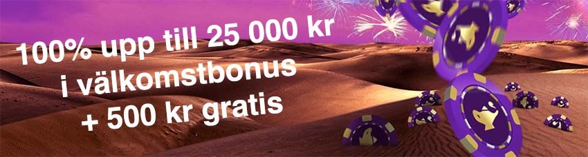 Desert Nights Casino välkomstbonus upp till 25 500 kr
