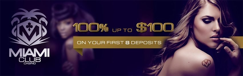 Miami Club Casino ger dig 100% i bonus upp till 1 000 kr vid din första insättning