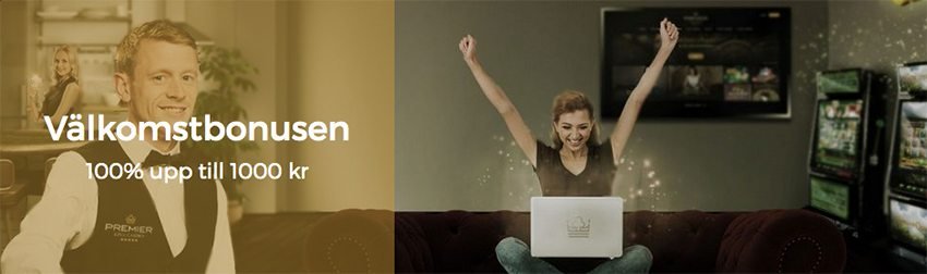 Premier Live casino välkomstpaket Premier Live casino välkomstbonus upp till 1000 kronor