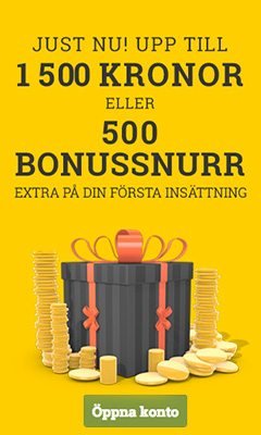 öppna konto hos Spelasäkert casino och få 1500 kr eller 500 bonussnurr