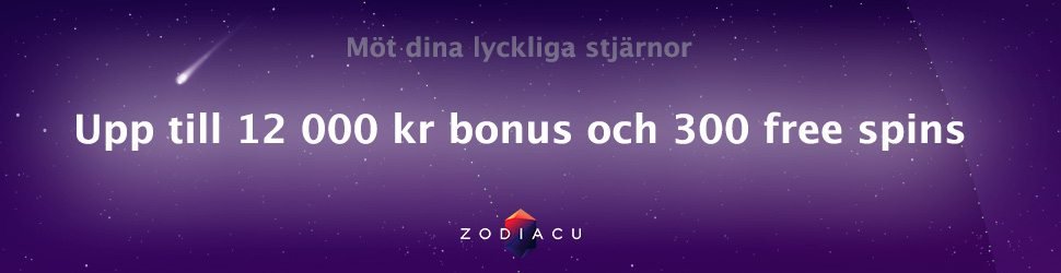 Hos Zodiacu casino får du 300 free spins och upp till 12000 kr