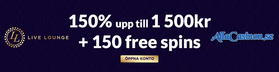 Live Lounge Casino erbjuder dig upp till 1500 kr och 150 free spins