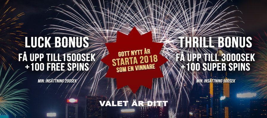 Lucky Thrillz välkomstpaket 3000 kr i casino bonus + 100 free spins Lucky Thrillz välkomstpaket 3000 kr i casino bonus + 100 free spins