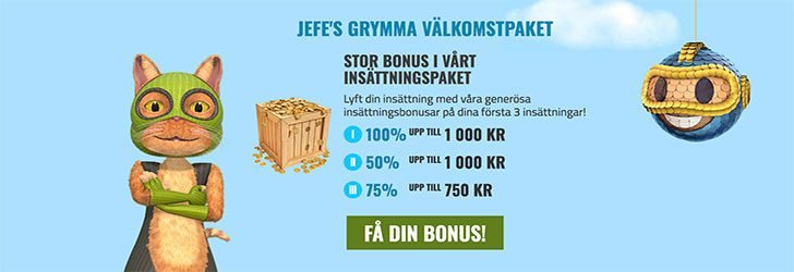 CasinoJEFE välkomstpaket upp till 2 750 kr bonus