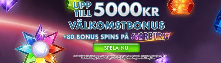 Cloud Casino bonus - upp till 5 000 kr samt 80 extra rundor på Starburst