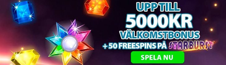 SLot Fruity casino välkomstbonus upp till 5 000 kr och 50 freespins