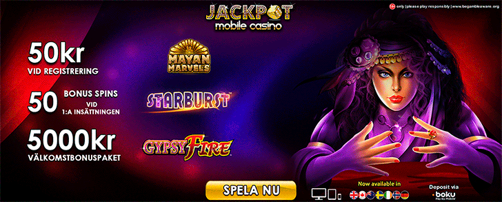 Jackpot mobile casino välkomstbonus - få upp till 5 000 kr och 50 free spins samt 50 kr vid registrering Jackpot mobile casino välkomstbonus - få upp till 5 000 kr och 50 free spins samt 50 kr vid registrering