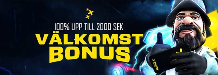 Energy Casino välkomstbonus upp till 2 000 kr