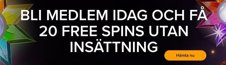 Bli medlem hos Mobil6000 casino och få 20 free spins utan insättning
