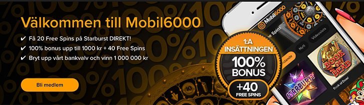 Mobil6000 casino välkomstbonus