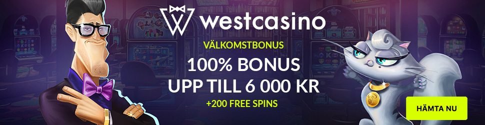 West Casino välkomstbonus ger dig upp till 6 000 kr och 200 free spins