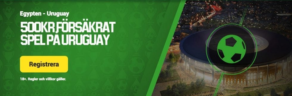 Riskfritt spel på Egypten - Uruguay för 500 kr