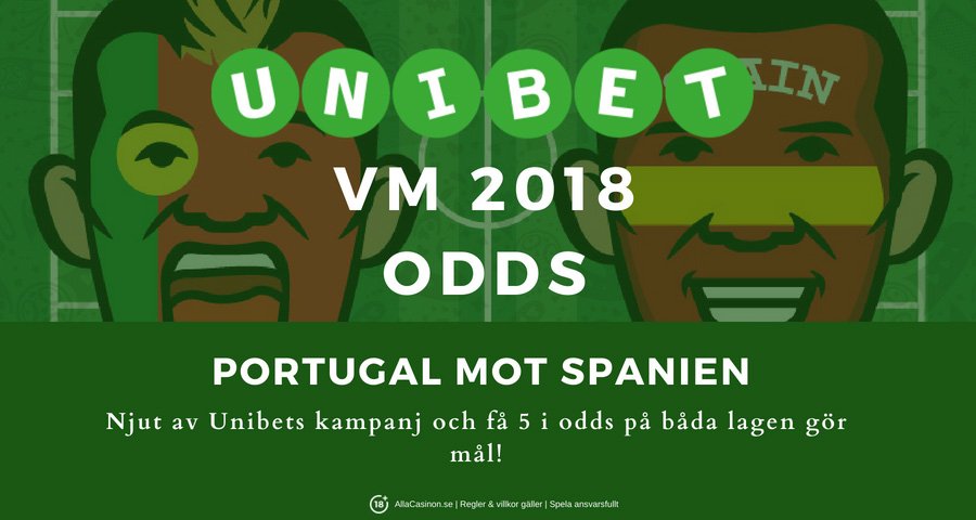 Unibet casino odds - Vinn 5 gånger pengarna när Portugal och Spanien gör mål i VM 2018