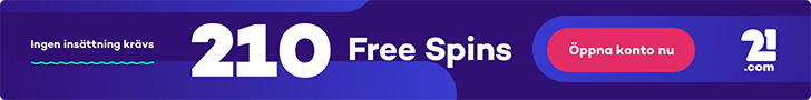 21.com casino ger dig 210 free spins helt gratis
