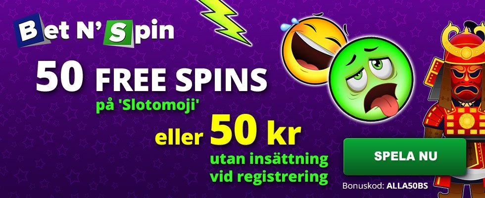 Bet N Spin casino bonus code - ange bonuskoden ALLA50BS och få 50 kr eller spinn gratis 