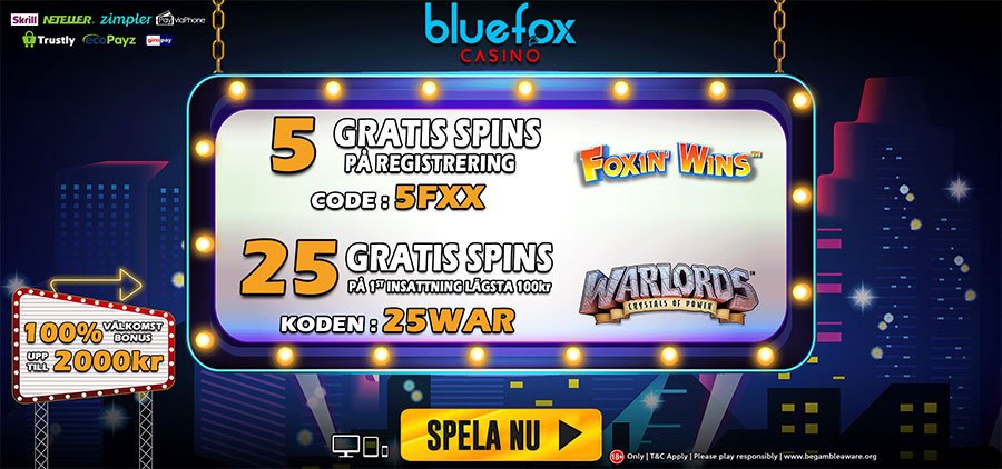 Blue Fox casino no deposit free spins