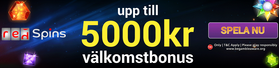 RedSpins casino välkomstbonus - 5000 kr i bonus samt 50 free spins på Starburst
