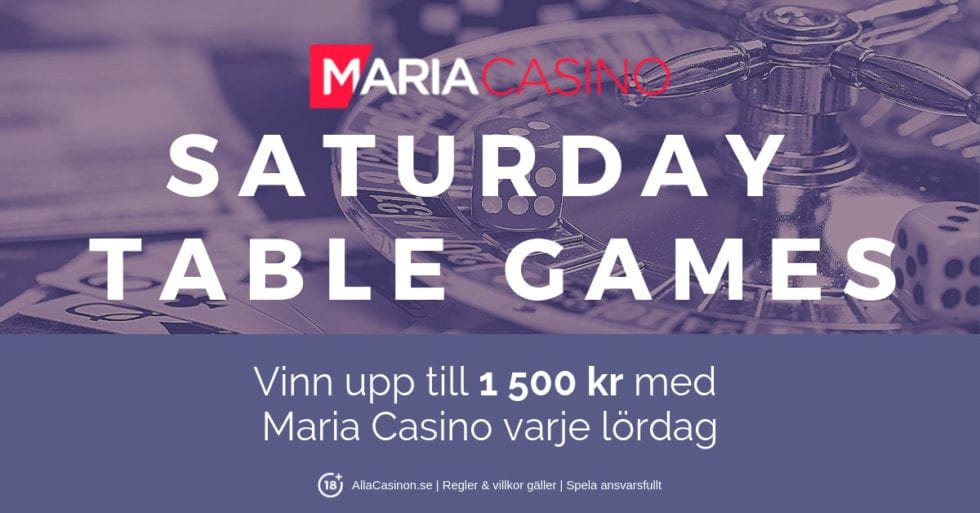 Maria Casino live casino turnering: spela på Saturday Tables Games!