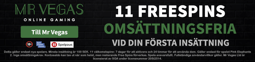 Mr Vegas free spins - få 11 free spins utan omsättningskrav!