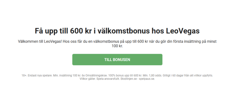 Leovegas Sport bonus - få en ny oddsbonus i form av ett gratisspel upp till 600 kr!